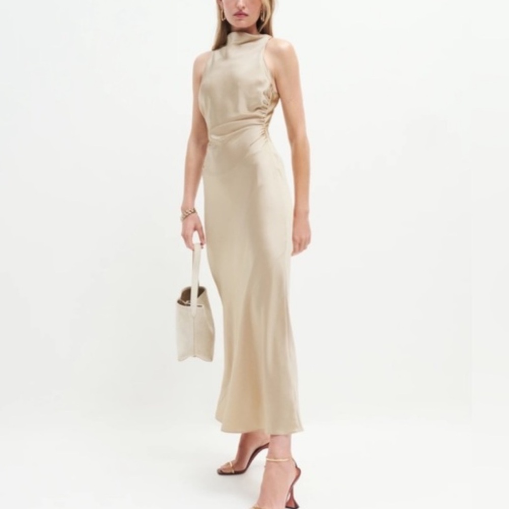 NWOT Reformation Reformation Casette Silk Maxi Dress in Sand Tan - size 6